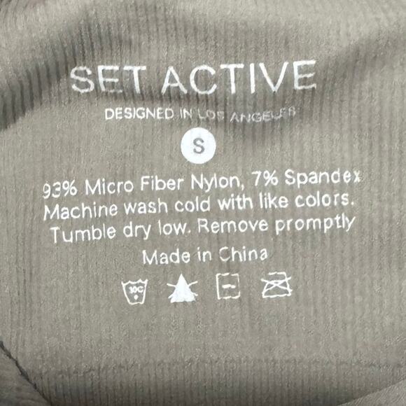 SET Active Gray Ribbed Seamless Sport Tank & Bra Matching Set Small Athleisure - Picture 5 of 7